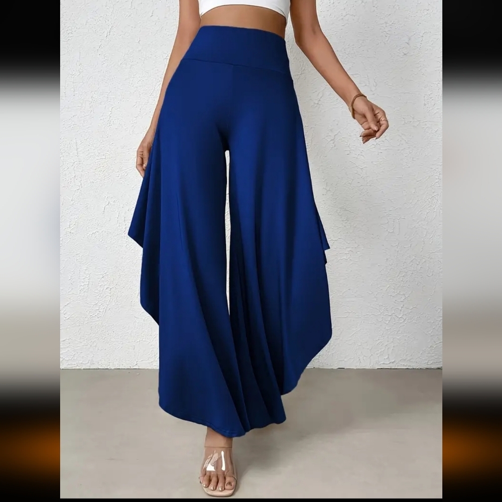 Elegant Blue Wide-Leg Women's Pants